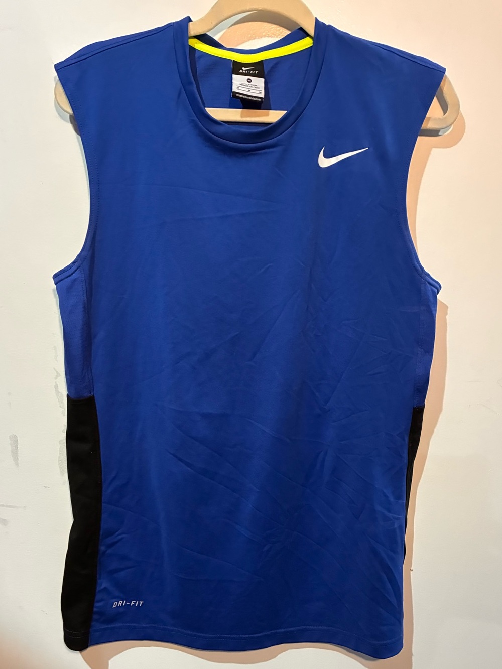 Nike Men’s Dri-Fit Royal Blue and Black Sleeveless Shirt